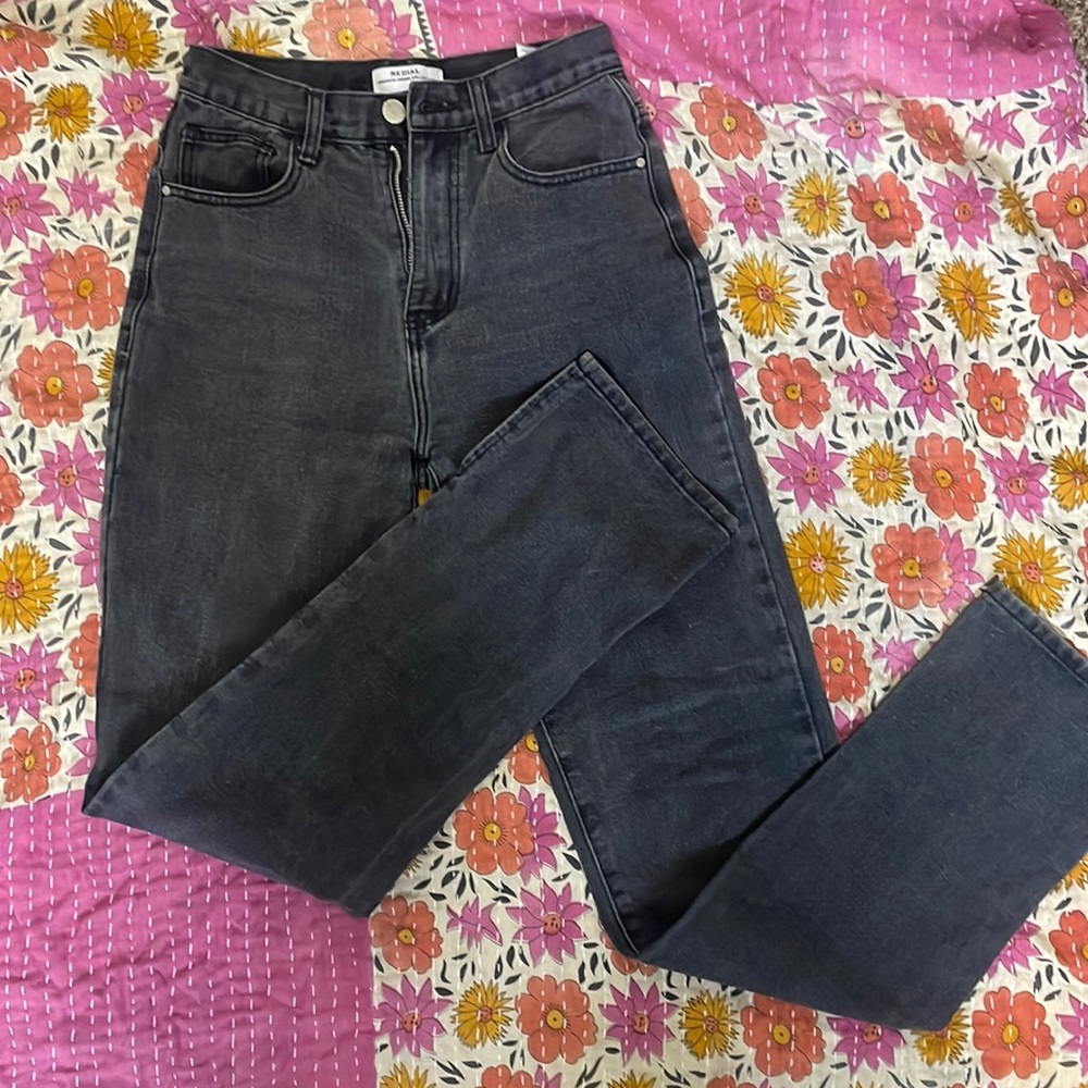 Redial black, straight leg, loose fitting jeans